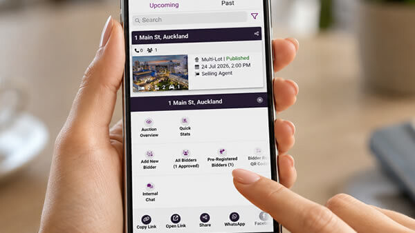 Auctions Live Mobile Console App bidder registration screen