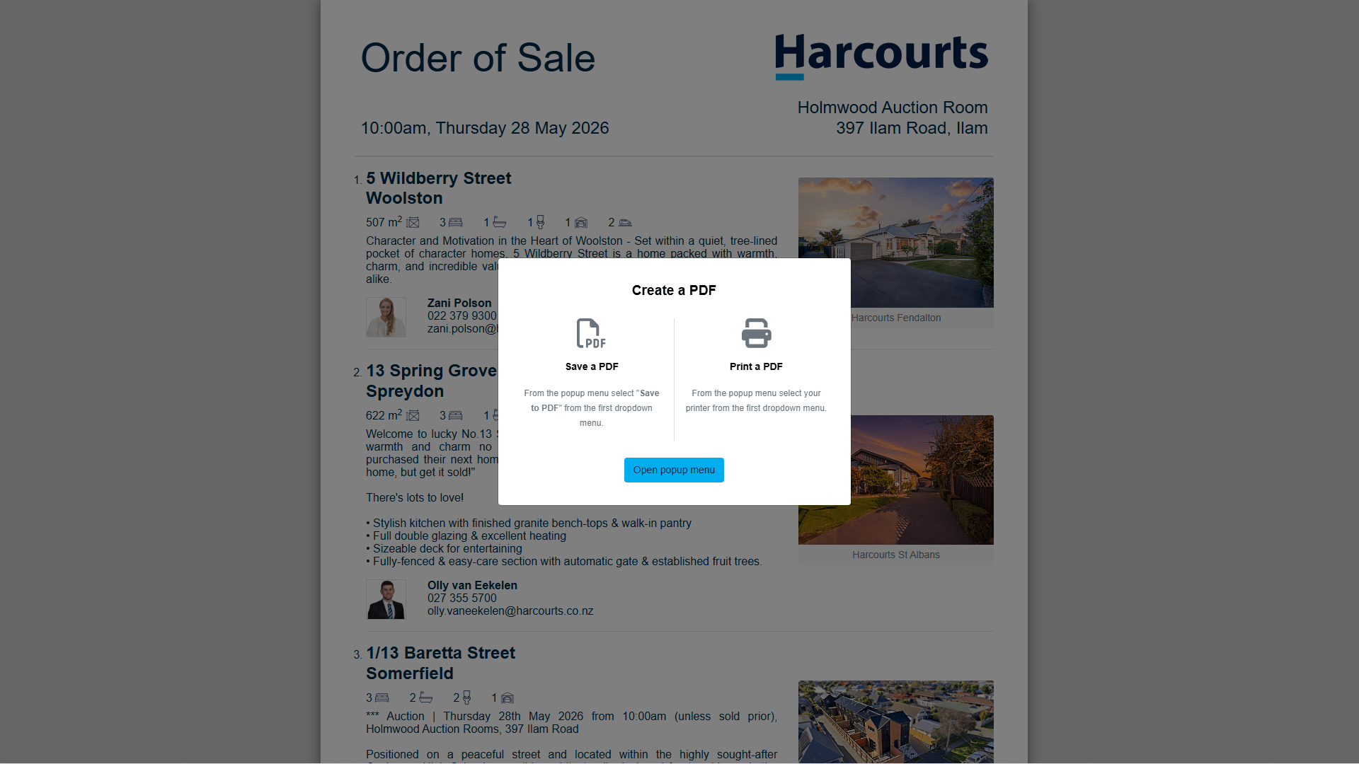 Printable & Downloadable Order of Sale PDF - Harcourts - 1