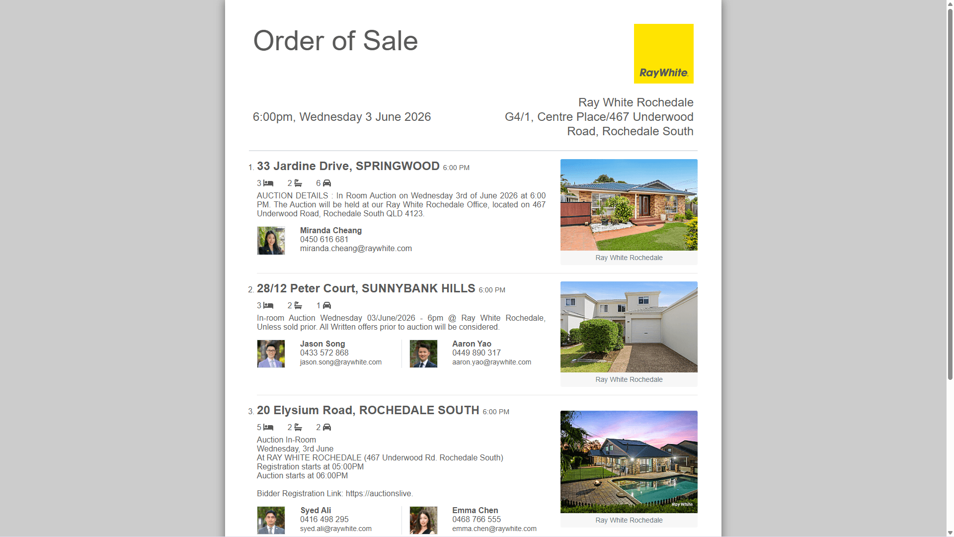 Printable & Downloadable Order of Sale PDF - Ray White - 2