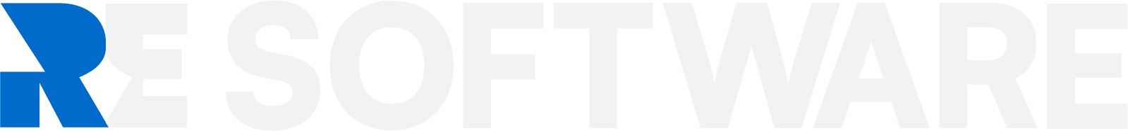 RE Software logo light for dark background
